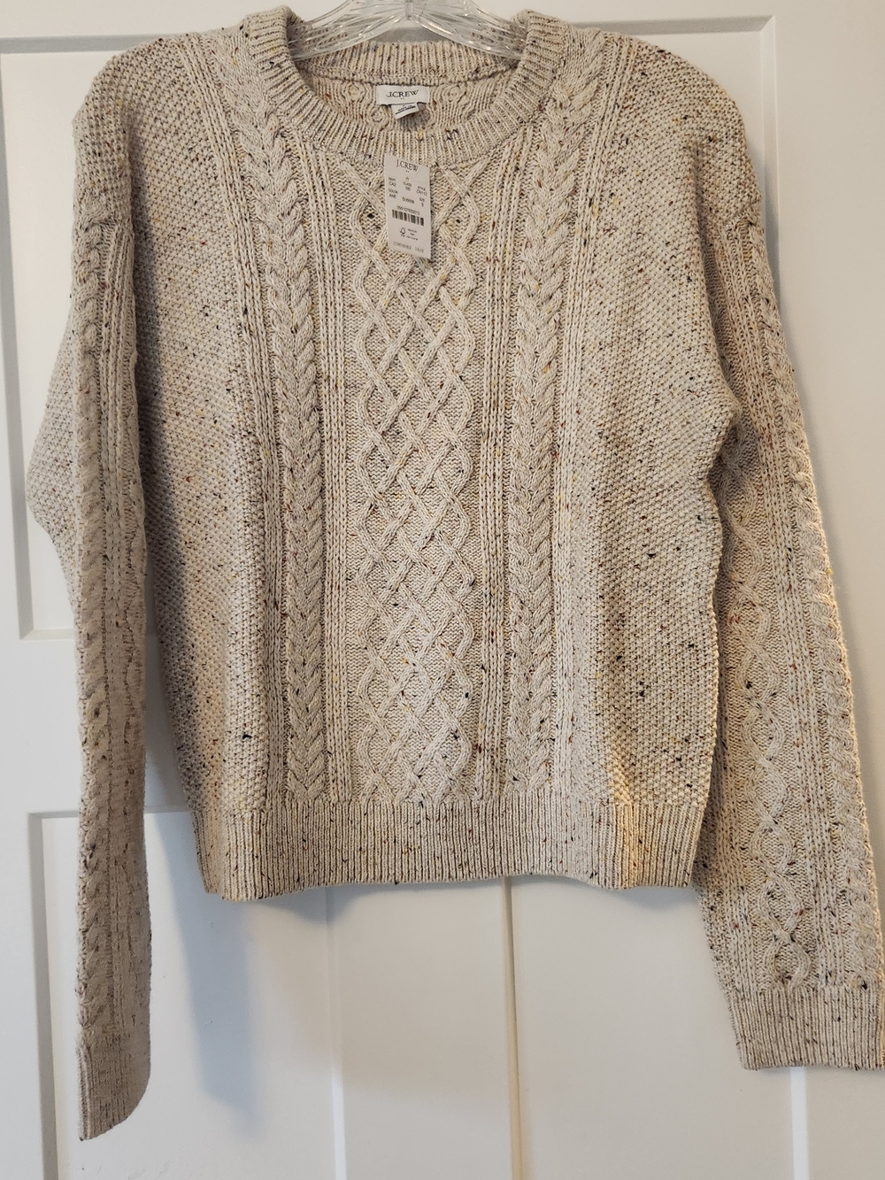 J. Crew Factory Women’s Cream Cable-Knit Sweater